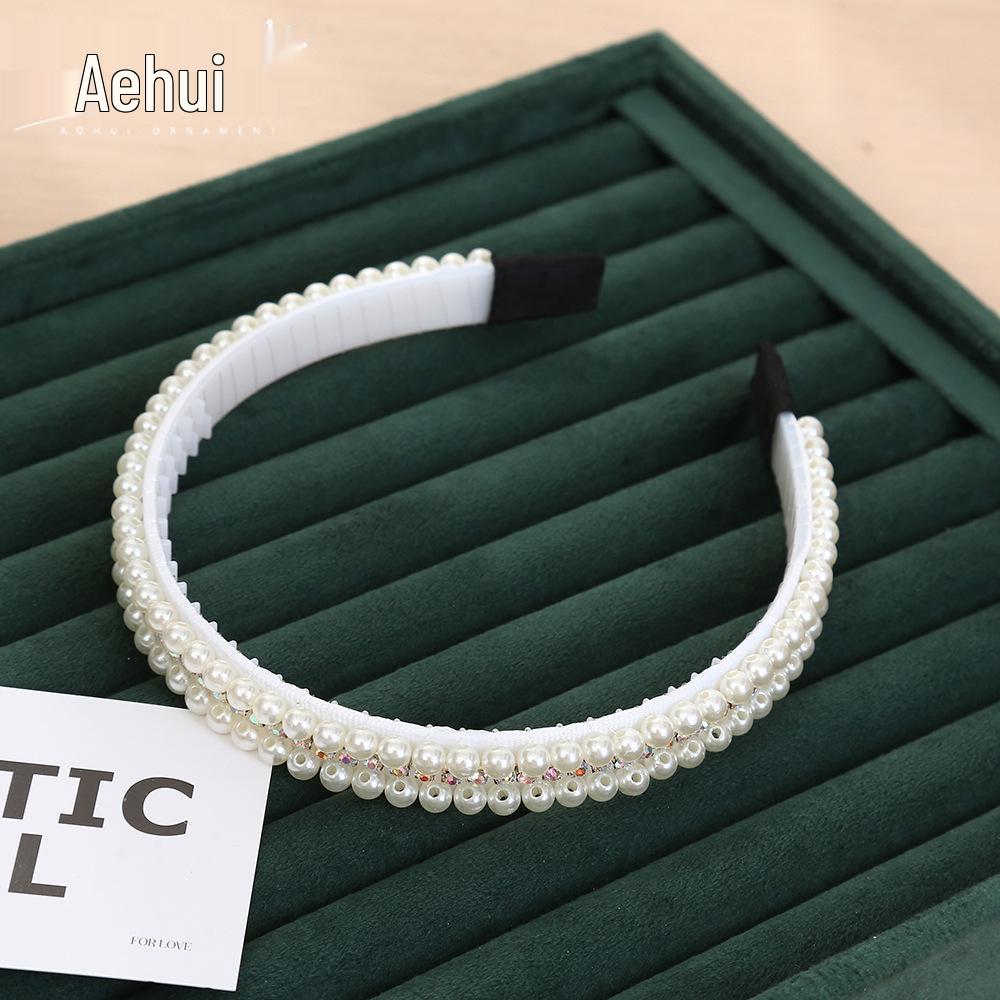 Handwoven Faux Pearl Headband & Bow Hair Clip Set for Brides
