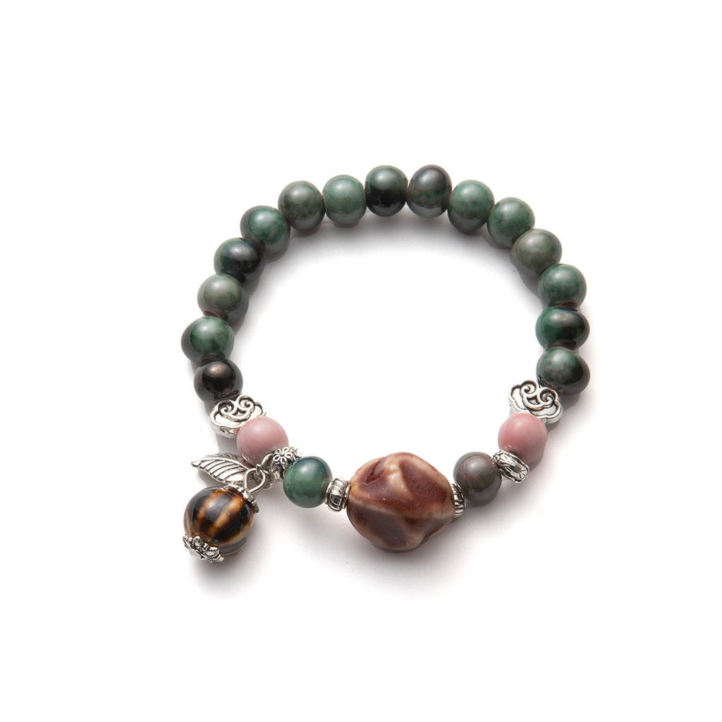 Green Beaded Irregular Bracelet, National Style Light Luxury High-End Sense Niche Fashion Temperament Bracelet