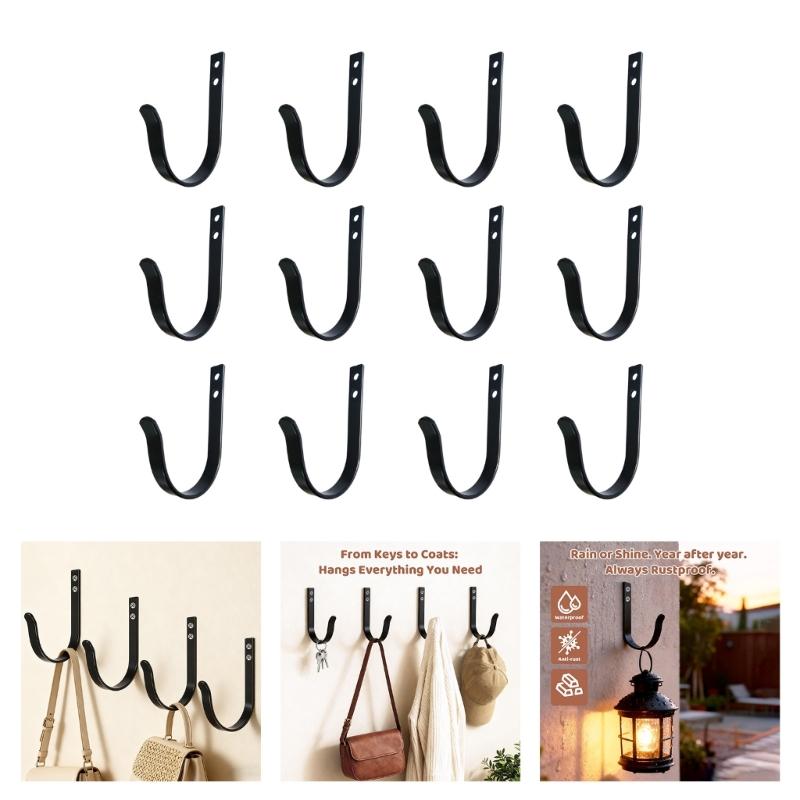 12Pcs Coat Hook Wall Mounted Towel Hanger Screw In Metal Hanger Simple Wall Hook Coat Hanger Hardware Enduring