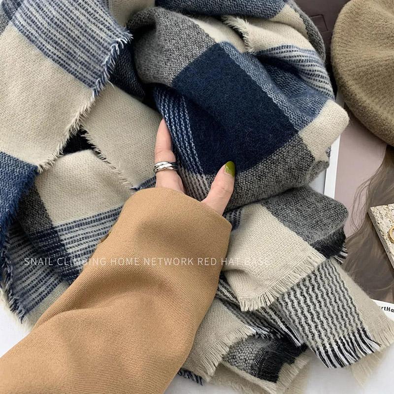 Winter Imitation Cashmere Scarf Korean Fashion Plaid Ladies Scarf Thick Warm Long Scarf Shawl