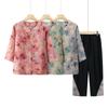 Elderly Women's Chinese Style Seven-Sleeve Top & Summer Two-Piece Set
