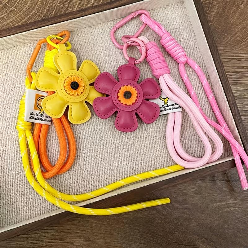 New Faux Leather Sunflower Bag Charms Fashionable Pendant Of Bag Braided Rope Woman Accessories Gift