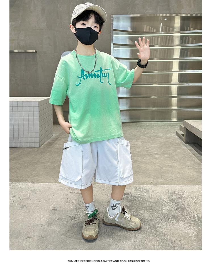 Boys' Summer Outfit Set 2026 New Trendy Children's Summer Tie Dye Gradient Short Sleeved Two-piece Set for Boys' Handsome Children's Clothing