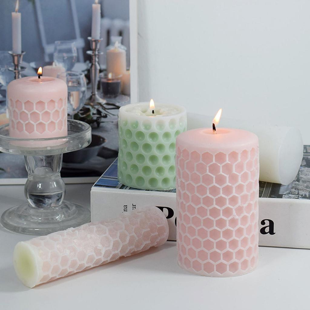 3D Cylinder Honeycomb Candle Mold DIY Silicone Molds for Aromatherapy Candle Making Resin Soap Casting Epoxy Mould Craft
