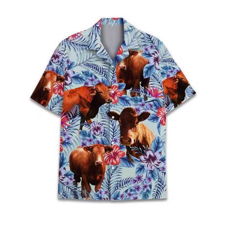 Funny Cow 3D Printed Shirt Hawaii Hawaii 2025 Short Sleeve Lapel