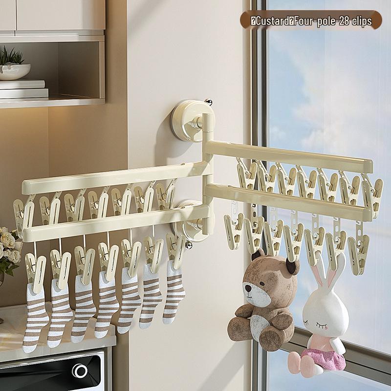 Saugfuß Socken Trockenständer: Mehrfach-Clip Faltbügel für Unterwäsche und Kleidung