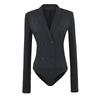 Sexy Blazer Collar Double-breasted Jumpsuit Slim Fit Black Outerwear Women