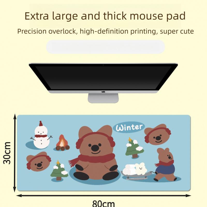 30*80cm Roztomilá podložka na stůl s potiskem medvídka, podložka do herní místnosti, studovny, extra silná protiskluzová podložka odolná proti opotřebení, kreslená podložka pod myš pro notebook