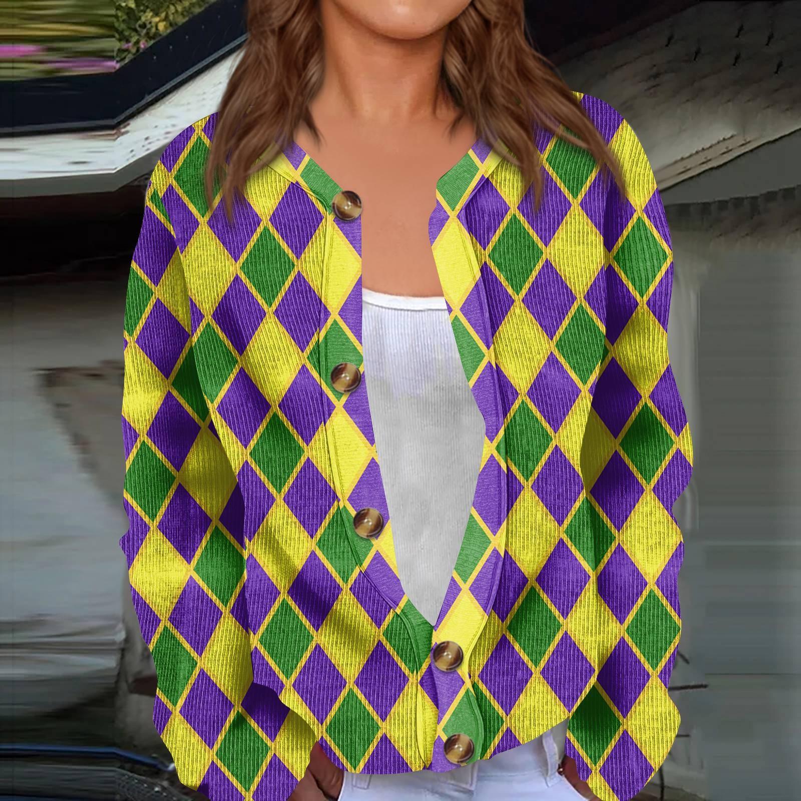 

Жіночий в язаний жакет з карнавальним принтом і довгим рукавом XL жовтий