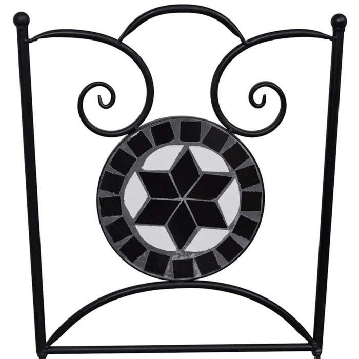 VidaXL 2 chaises mosaïques de bistro noir/blanc Ensemble chaises de jardin 41533
