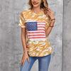 Flag Pattern 3D Digital Printing Women's Fashionable Round Neck Short Sleeved T-shirt
