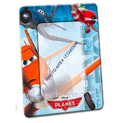 [R3063] - Metal Photo Frame 'Planes' Blue Orange - 19x15 Cm - Photo 13x9 Cm