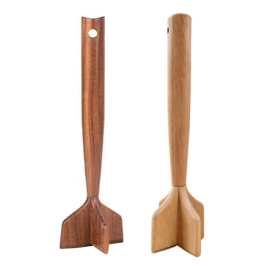Wooden Meat Masher Potato Crusher Heavy-Duty Mincing Tool for Ground Meat Burgers Vegetables BPA-Free Essential Kitchen Utensil for Home Cooking