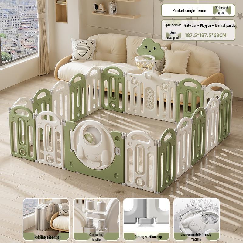 Stackable Baby Basketball Play Fence with Crawling Mat - Indoor Child Safety Solution for Living Room