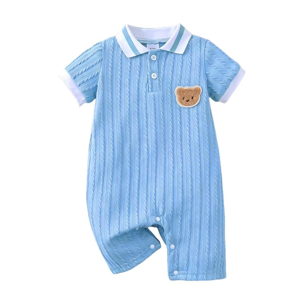 Fashion Baby Boy Romper Newborn Infant Bear Jumpsuit Short Sleeve Onesies Toddler Boys Casual Summer Outfit Baby Clothes 0-18M