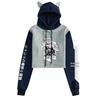 JOJO's Bizarre Adventure Cat Ear Color Block Hoodie - Women’s Anime Loose Jacket for Spring/Autumn