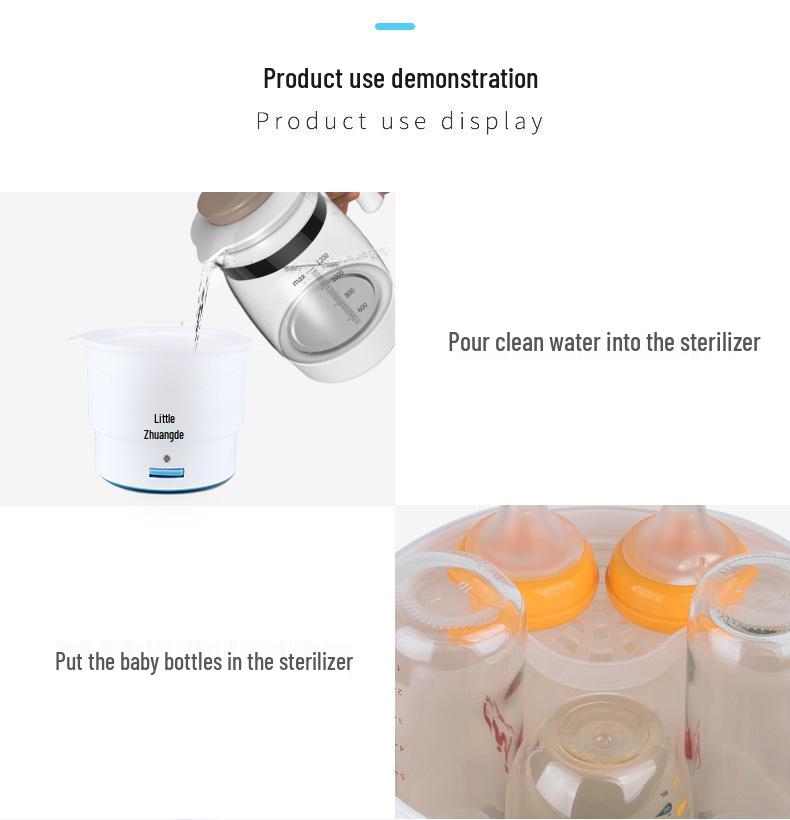 Little Bear 6-Bottle Baby Bottle Steam Sterilizer with Large Capacity and One-Button Operation