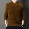 Young and Middle-aged Men's New Spring and Autumn Long-sleeved Cross-neck Embroidered Mink Velvet Sweater Is Slim and Handsome