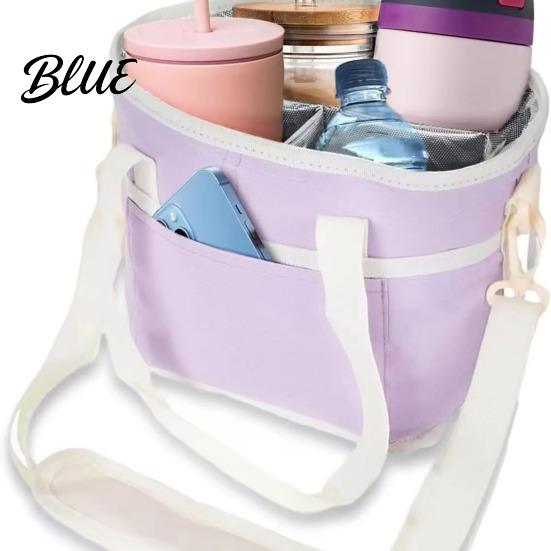 Nylon Insulated Carrier Drink Bag with Handle Strap Water Bottle Holder for 4 Cups Detachable Divider Multi-Purpose Cooler Tote Picnic Travel