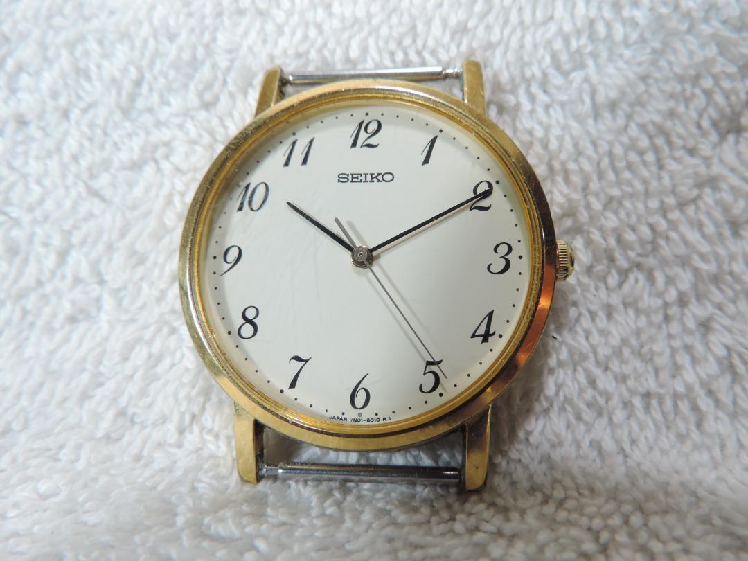 

[USED] SEIKO 7N01-8000 Men s Watch Gold Color Battery Replaced Working