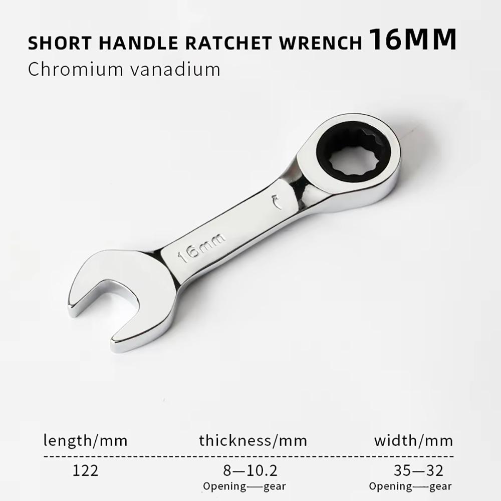 1Pcs 72 Teeth Ratchet Socket Spanner 6-19mm Nut Repair Tool Durable Stubby Single Wrench