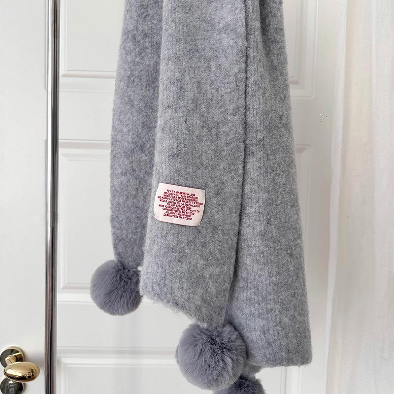 Nuonuo Feel Ball Scarf for Women Gentle Wind  Winter Warmth  Korean Version Versatile Woolen Scarf  Imitation Cashmere