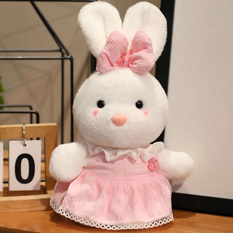 25CM Lovers Elephant Wear Dress Rabbit Plush Toys Kawaii Stuffed Animal Soft Appease Accompany Doll A Pair Valentine's Day Gifts