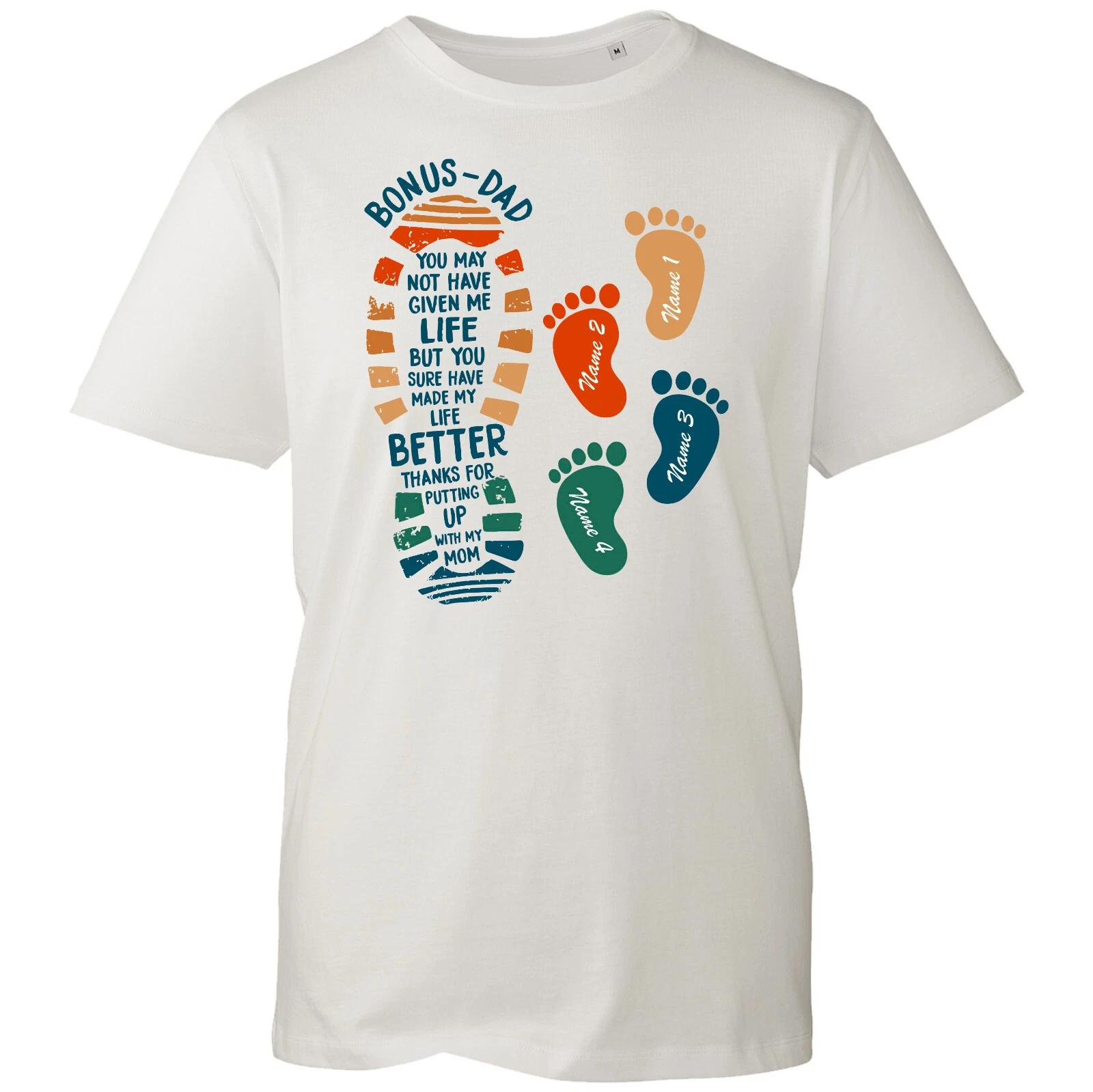 Personalised Bonus Dad Fathers Day T-Shirt, Funny Dad Birthday Gift Tee Top XL