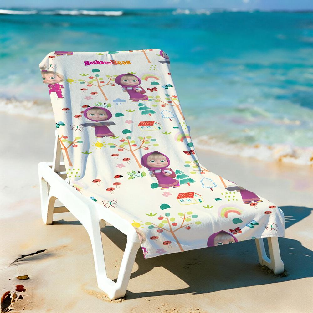 Cartoon M-Masha And The Bears Towel Ultra-Fine Fiber Quick Drying Absorbent Towel, Beach Swimming Vacation Beach Towel