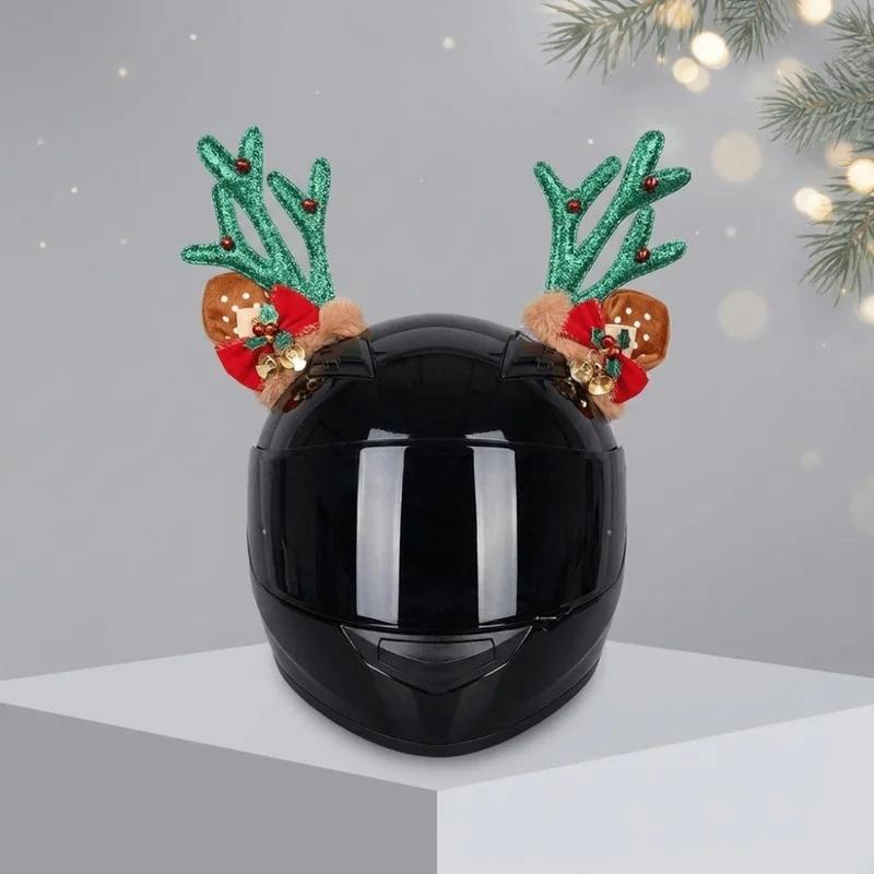 Creative Motorcycle Helmet Decoration 3D Self-adhesive Christmas Antlers Helmet Decor Cute Plush Embossing