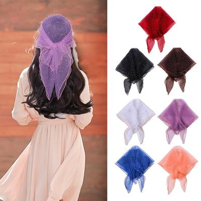 Damen-Mode-Schal Bufandas Damen Muslimischer Hijab Pailletten Spitze Durchsichtiger Schal Kopftuch Tüll-Netz Damen Schal Schleier Musulman V3L1