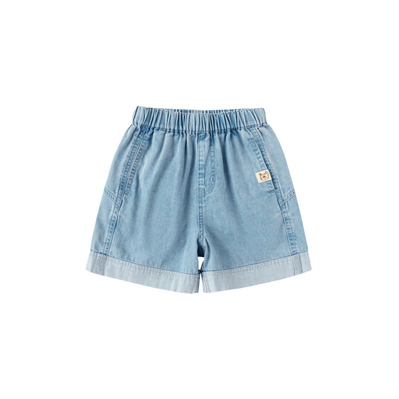 Balabala Boys Summer Color-Blocked Denim Cropped Pants 100