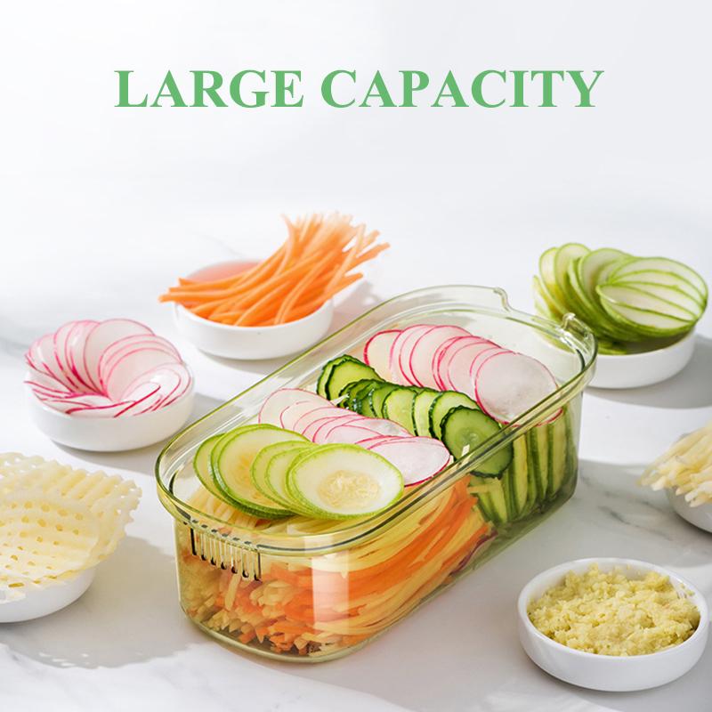 Multi-function Mandoline Slicer for Kitchen, Handheld Vegetable Fruit Slicer Cutter with Container, Julienne Grater and Chopper