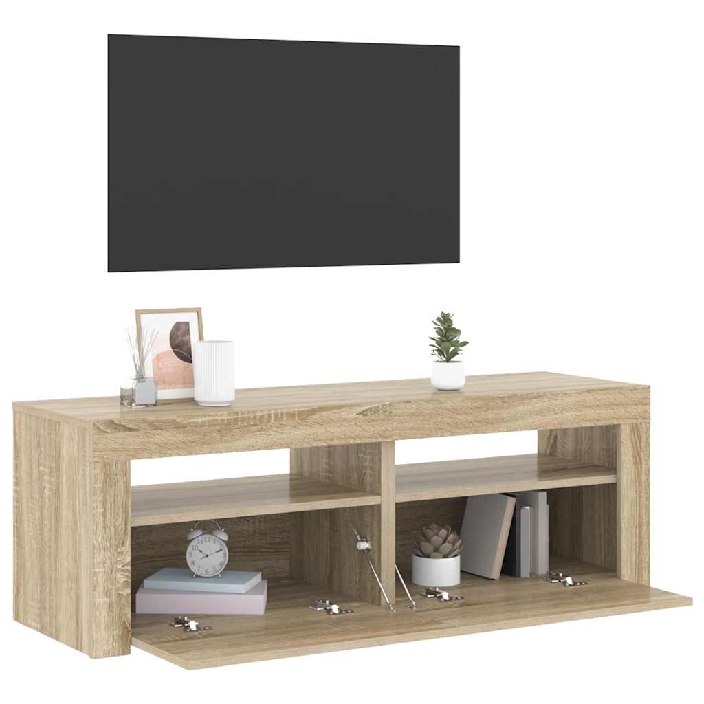 TV Cabinet with LED Lights Sonoma Oak 120 x 35 x 40 cm