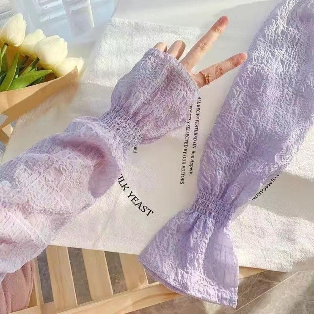 Anti-UV Arm Sleeve Lace Mesh Fingerless Gloves Summer Outdoor Sun Protection Sleeves  Driving