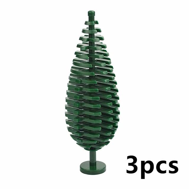 Tree Flower Grassland Natural Forest Plant 3Pcs Building Blocks Pine Bush Plant Cypress Accessories Jungle Adventure 3778 Toys