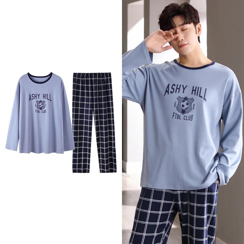 Hjorteutskrift Elegant pyjamassett for mann Høst Vinter Mote Myk bomull Herre Loungewear Komfortabelt nattøy