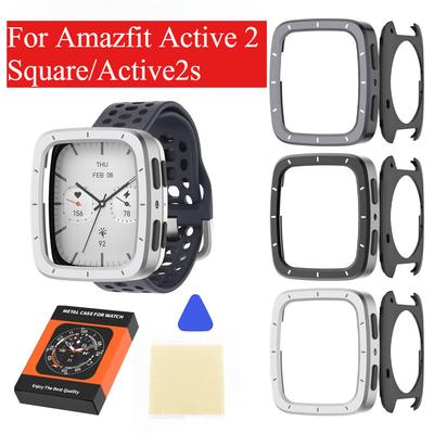 Metal Cover For Huami Amazfit Active 2 Square Screen Protector  Coverage Protective Bumper Case Amazfit Active2 S Accessories