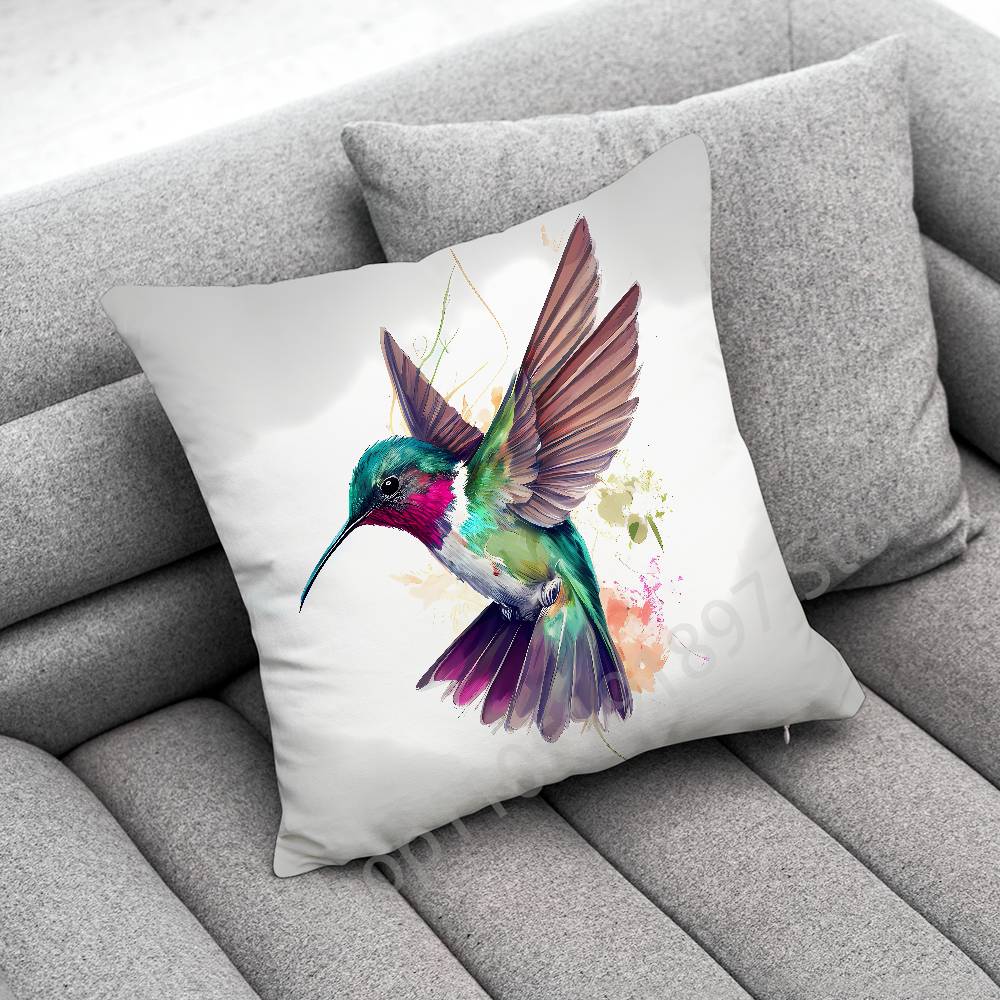 Colorful Bird Hummingbird Throw Pillow Case For 50x50cm 30x30cm 55x55cm 45x45cm 40x40cm Square Bed Pillowcase Cover