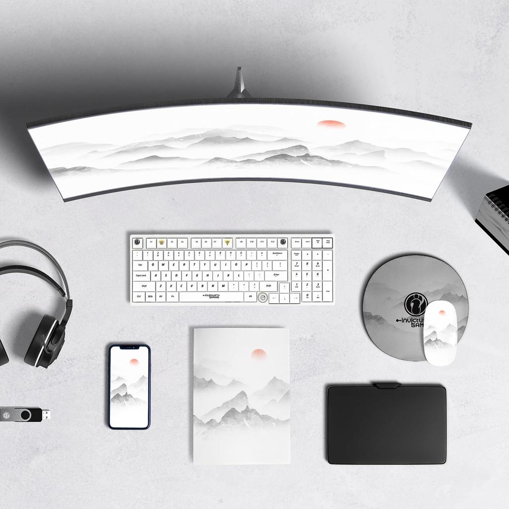 GATERON iG 98 Mechanical Gaming Wireless RGB Light for Windows and with PBT Keycaps Mountain Top Co-Branded Keyboard, Hot-Swappable 3-Mode