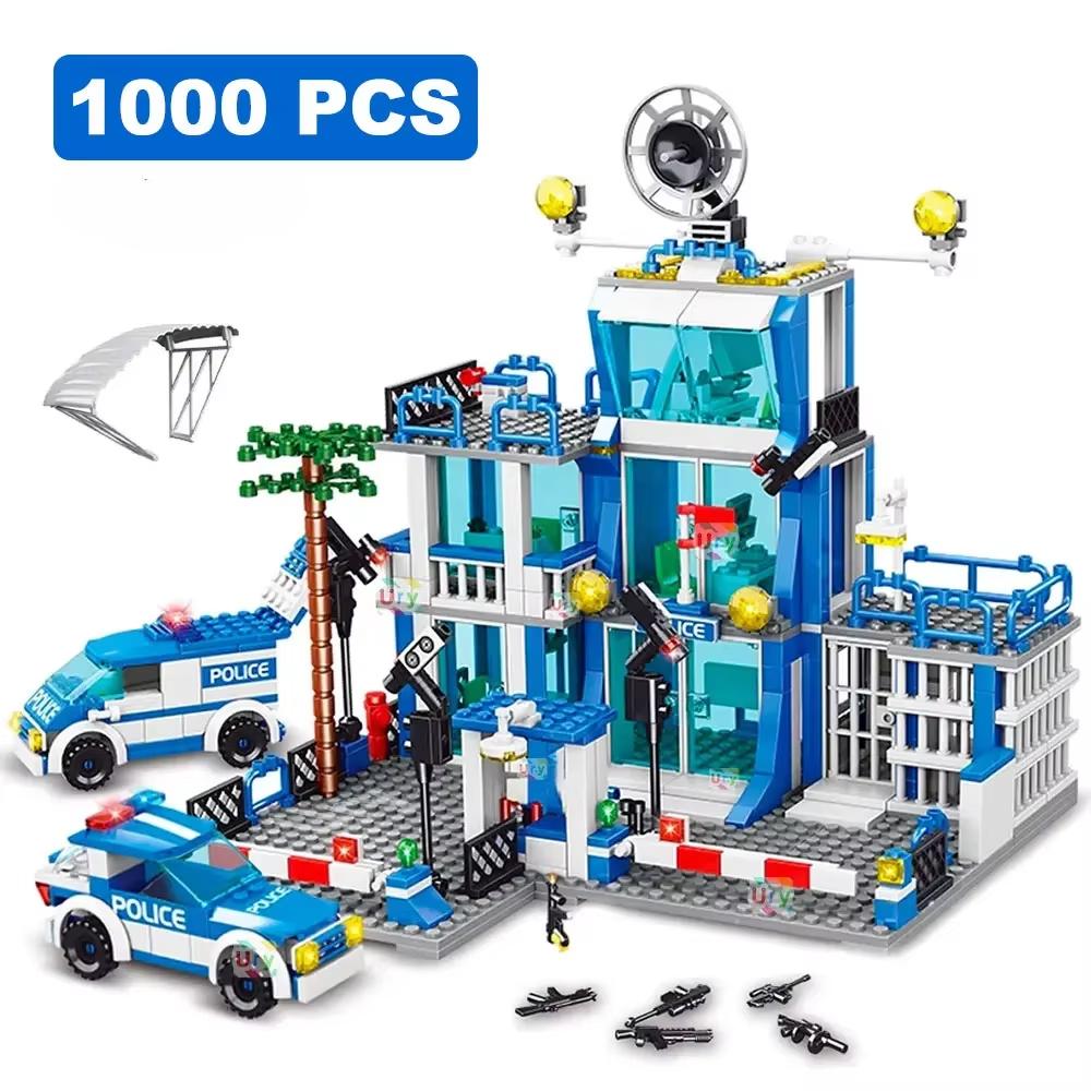 City Police Station Building Block Set Children's Educational Toys DIY Assembly Creative Small Particle Blocks Boys' Gift
