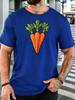 Unisex Crew Neck Tee Fresh Cartoon Three Carrots Vegetable Print Short Sleeve Top Summer Daily Outdoor Loose Soft Casual Basic Wear