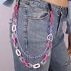 1pcs Hip Hop Punk Style Cool GirlsWaist Chains Pink Love Heart Pants Belt Chain Trousers Jean Skirt Waist Lobster Clasp Closures