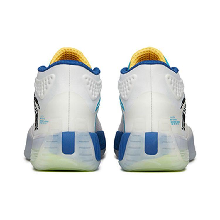 Anta Basketball Series Fabric Lace-Up Shock Absorbing Non-Slip Wear-Resistant Mid-Top Retro Basketball Shoes Men sneaker White Blue Black 112141614-1