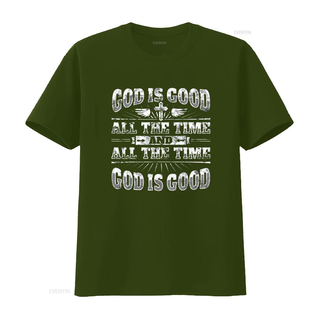 Cool Christian Saying T Shirt God Is Good All The Time Vintage Washed Streetwear Soft Top For Everyday Wear Designer Clothes