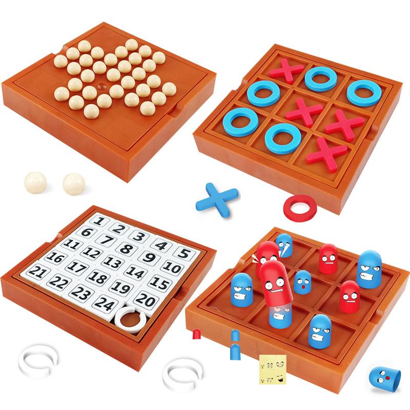 Children'S Kong Mingqi, Triple Xo Tic-Tac-Toe Huarong Road Single Noble Chess Puzzle Board Game Toys