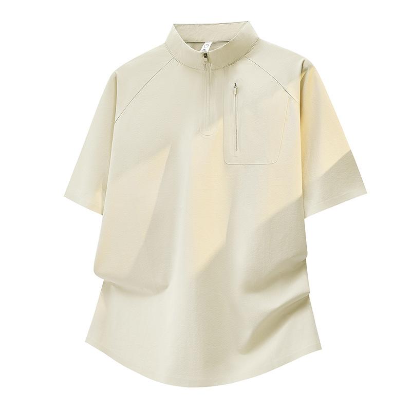 Polo Shirt Men's Ice Silk Nylon High-end Seamless Business Casual Ice-feel Lapel Men's Short-sleeved T-shirt Quick-drying