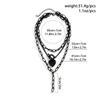 IngeSight.Z Gothic Multi Layer Heart Ball Pendant Necklace For Women Punk Black Sspray Paint Metal Chain OT Buckle Choker Neck