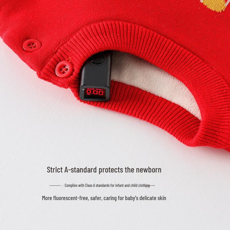 Winter 2024 Girls' Sweater: Thick Fleece-Lined Knitwear for Kids