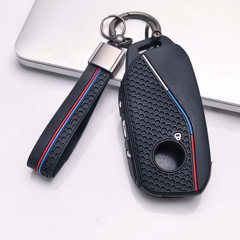 Key Fob Cover for BMW GT New with Keychain Anti-Scratch Guard Shockproof Protection Soft Grip Texture Responsive Button Touch Dust Resistant Cover